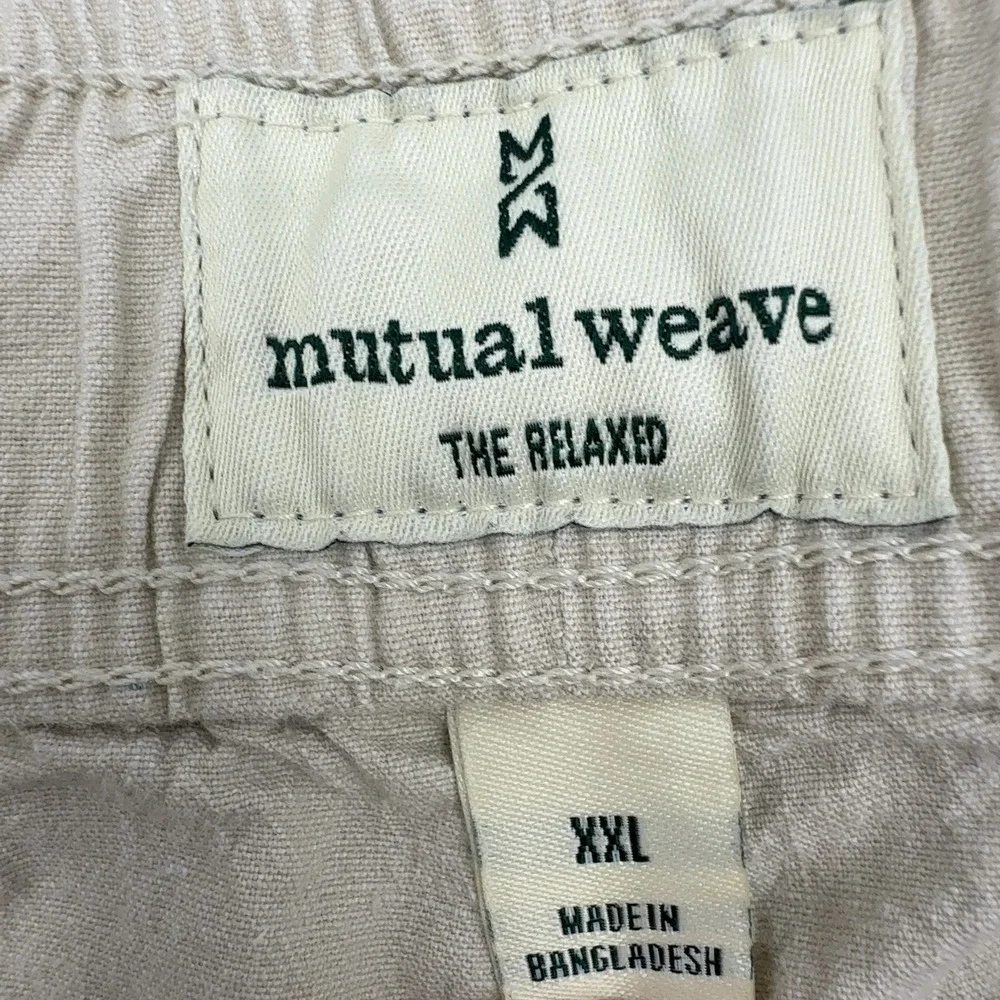 Mutual Weave Pants Mens XXL Beige Cotton‎ Linen Blend Relaxed Drawstring Casual